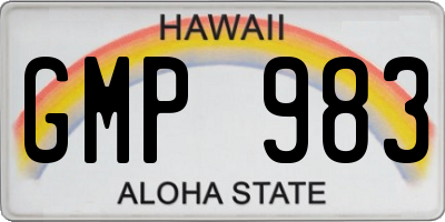 HI license plate GMP983