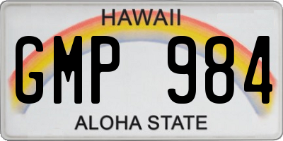 HI license plate GMP984