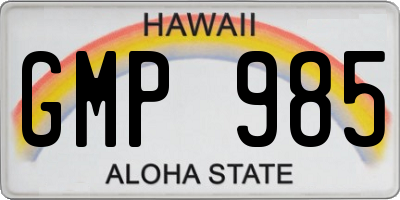 HI license plate GMP985