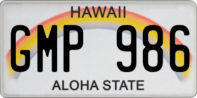 HI license plate GMP986