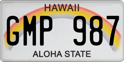 HI license plate GMP987