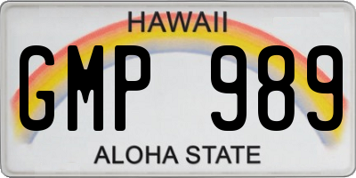 HI license plate GMP989