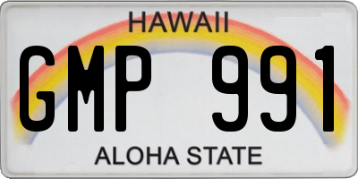 HI license plate GMP991