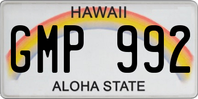 HI license plate GMP992