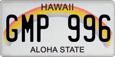 HI license plate GMP996
