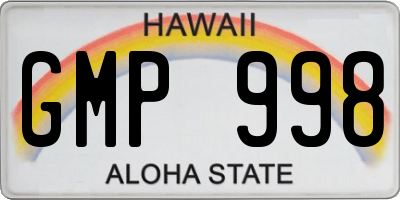HI license plate GMP998