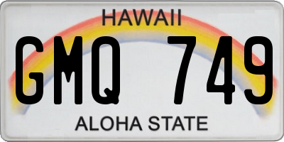 HI license plate GMQ749