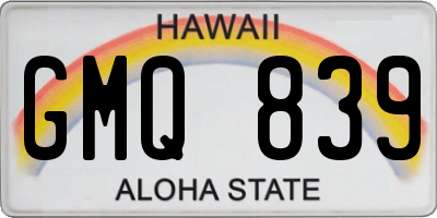 HI license plate GMQ839
