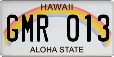 HI license plate GMR013