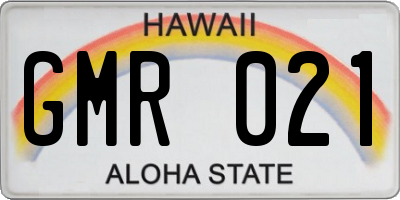 HI license plate GMR021