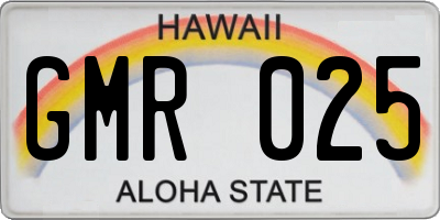 HI license plate GMR025