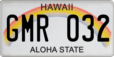 HI license plate GMR032