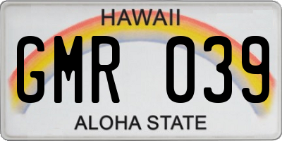 HI license plate GMR039