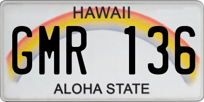 HI license plate GMR136