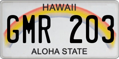 HI license plate GMR203