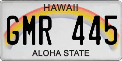 HI license plate GMR445