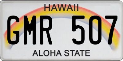 HI license plate GMR507