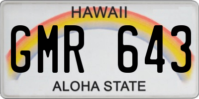 HI license plate GMR643