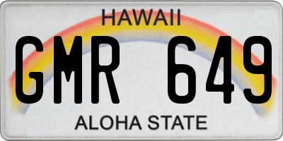 HI license plate GMR649