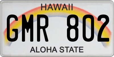 HI license plate GMR802