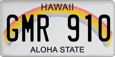 HI license plate GMR910