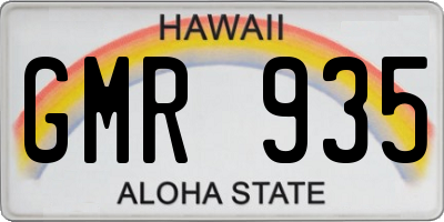 HI license plate GMR935