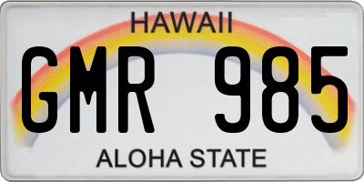HI license plate GMR985