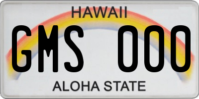 HI license plate GMS000