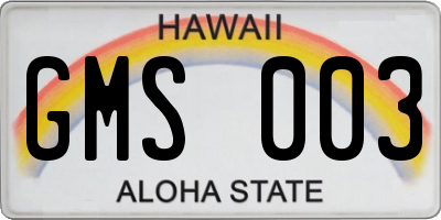 HI license plate GMS003