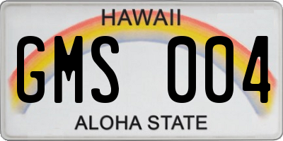 HI license plate GMS004
