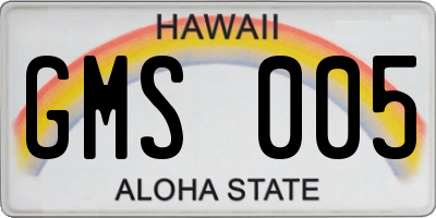 HI license plate GMS005
