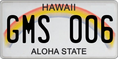 HI license plate GMS006