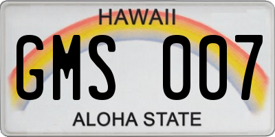 HI license plate GMS007