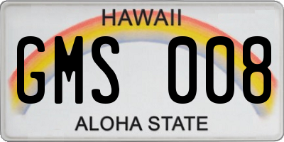 HI license plate GMS008