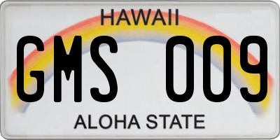 HI license plate GMS009