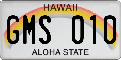 HI license plate GMS010