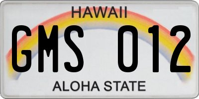 HI license plate GMS012