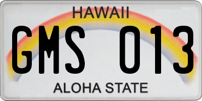 HI license plate GMS013