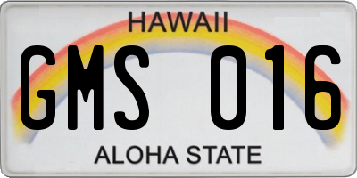 HI license plate GMS016
