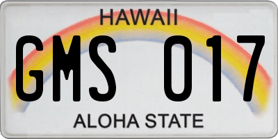HI license plate GMS017