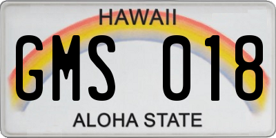 HI license plate GMS018