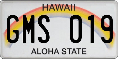 HI license plate GMS019