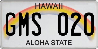 HI license plate GMS020