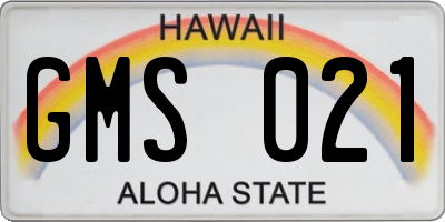 HI license plate GMS021