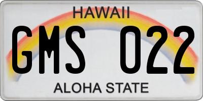 HI license plate GMS022