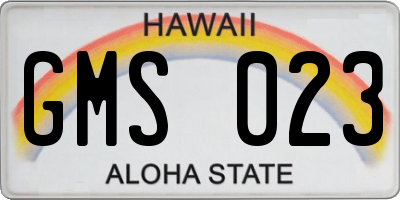 HI license plate GMS023