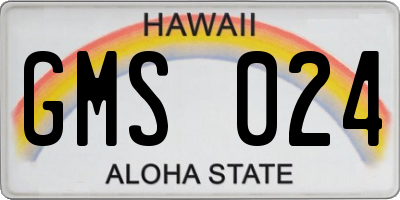 HI license plate GMS024