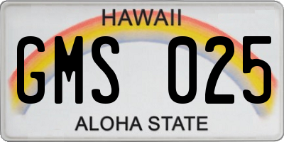 HI license plate GMS025
