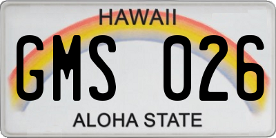 HI license plate GMS026