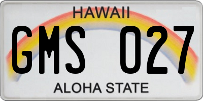 HI license plate GMS027